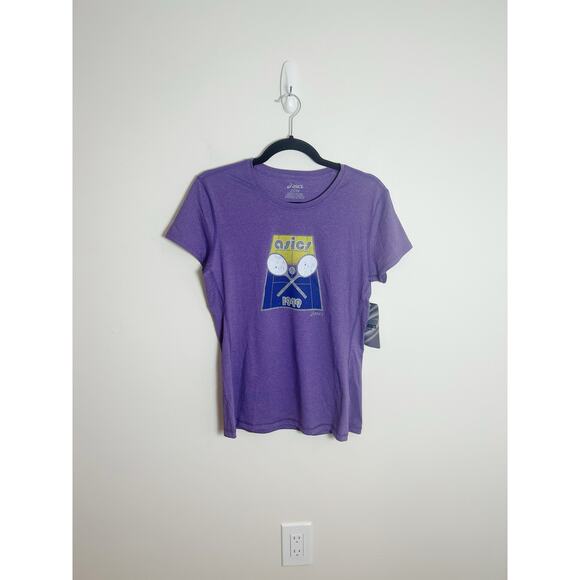 Asics Throwback Tennis Shirt Size Medium New Purple - Picture 2 of 8